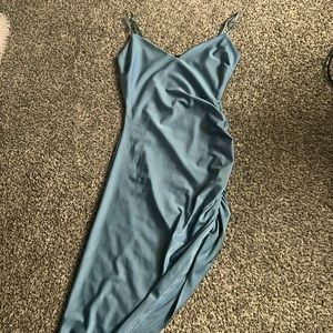 Light blue side scrunch dress